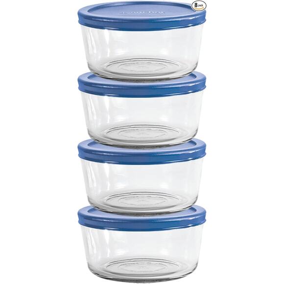 Glass Storage Containers with Lids, Set of 4, Blueberry - Picture 1 of 2